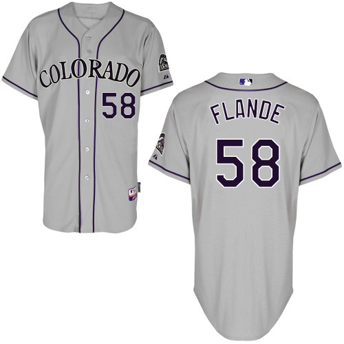 Yohan Flande #58 MLB Jersey-Colorado Rockies Men's Authentic Road Gray Cool Base Baseball Jersey